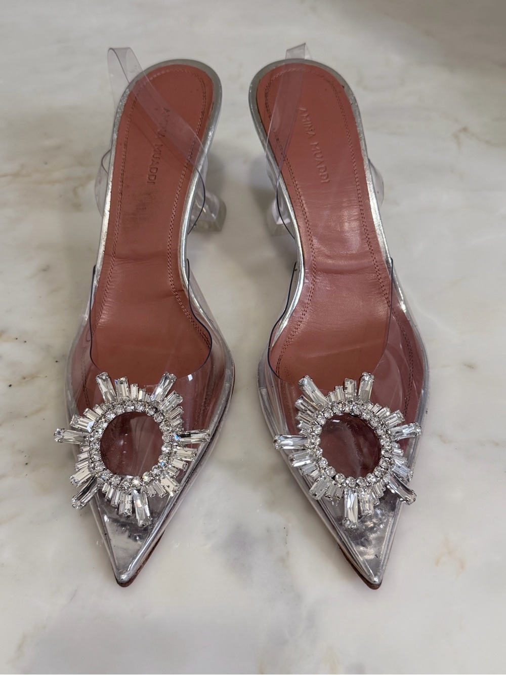 Amina Muaddi
Begum Clear Crystal Slingback Pumps